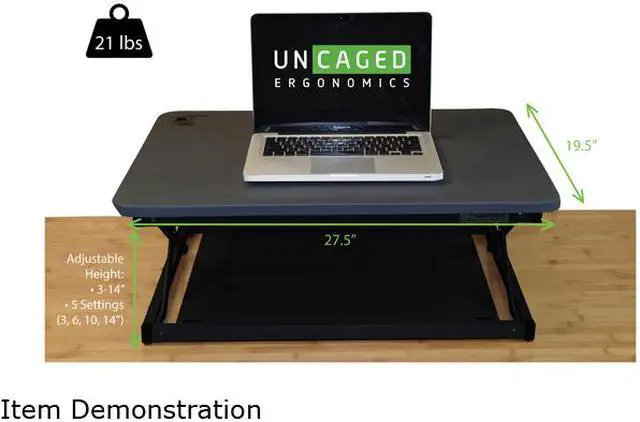 Alt view image 4 of 7 - CHANGEdesk Mini Desktop Standing Desk Converter - Adjustable Height Standing Desk Riser for sitting or standing Portable Standing Desk extender Stand Up Desk Riser Sit Stand Desk Converter for laptops