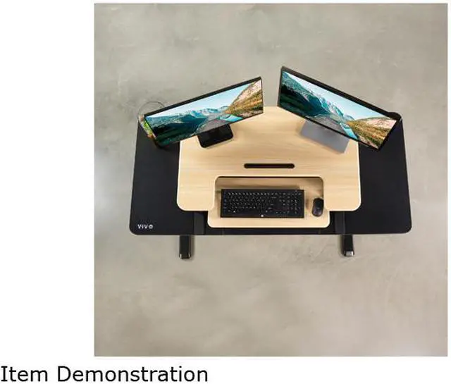 Alt view image 5 of 6 - VIVO Light Wood Height Adjustable Standing Desk Monitor Riser Tabletop Sit Stand