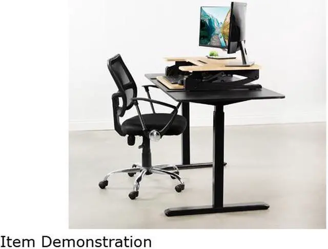 Alt view image 6 of 6 - VIVO Light Wood Height Adjustable Standing Desk Monitor Riser Tabletop Sit Stand