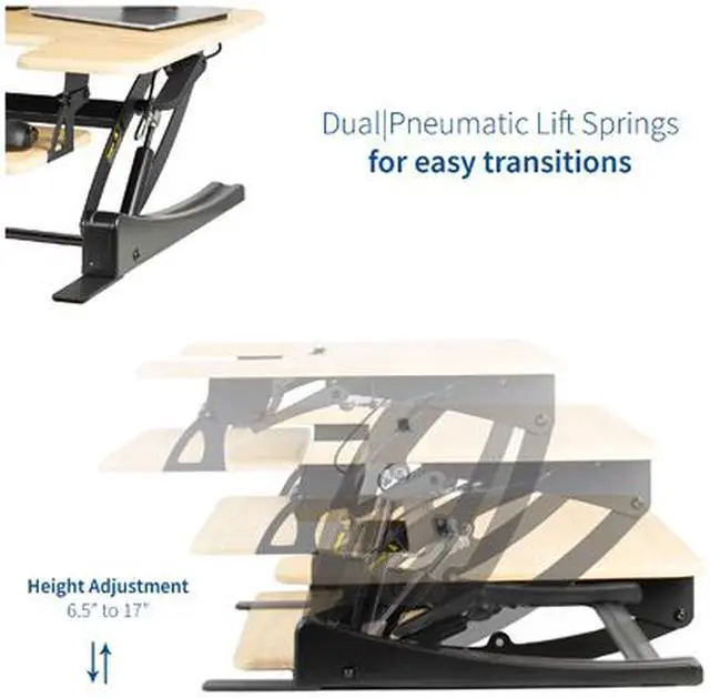 Alt view image 3 of 6 - VIVO Light Wood Height Adjustable Standing Desk Monitor Riser Tabletop Sit Stand