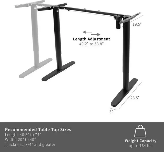 Alt view image 3 of 7 - VIVO Black Electric Single Motor Stand Up Height Adjustable Desk Frame