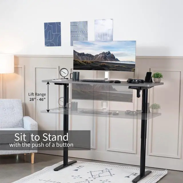 Alt view image 4 of 7 - VIVO Black Electric Single Motor Stand Up Height Adjustable Desk Frame
