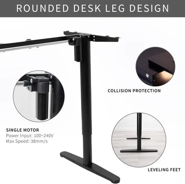 Alt view image 6 of 7 - VIVO Black Electric Single Motor Stand Up Height Adjustable Desk Frame