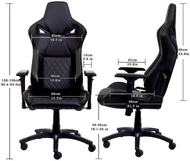 Alt view image 2 of 6 - KARNOX Legend TR Racing Style Gaming Office Chair with Adjustable Height and Arm Rests, Ergonomic 155° Reclining, Locking High Back with Integrated Headrest (Black)