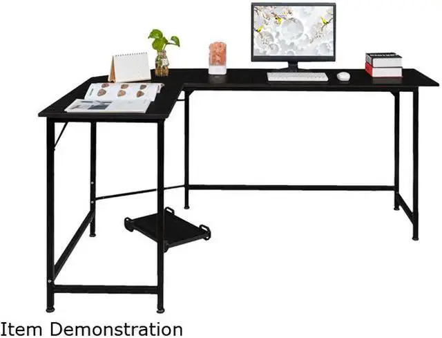 Alt view image 2 of 7 - 66" x 47" x 28" L-shaped Corner Desk Gaming Computer Workstation Table w/ CPU Stand Home Office