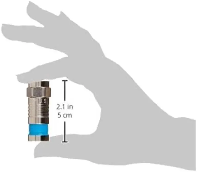 Alt view image 2 of 2 - F RG6Q Compression Connector, Nickel Plate. 10/Clamshell