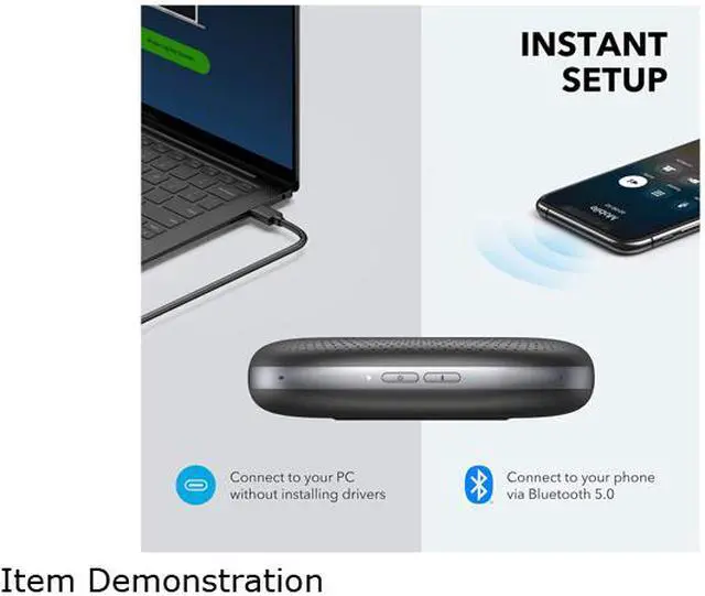 Alt view image 2 of 5 - Anker PowerConf Bluetooth Speakerphone with 6 Microphones, Enhanced Voice Pickup, 24 Hour Call Time, Bluetooth 5, USB C, Conference Speaker Compatible with Leading Platforms, PowerIQ Technology