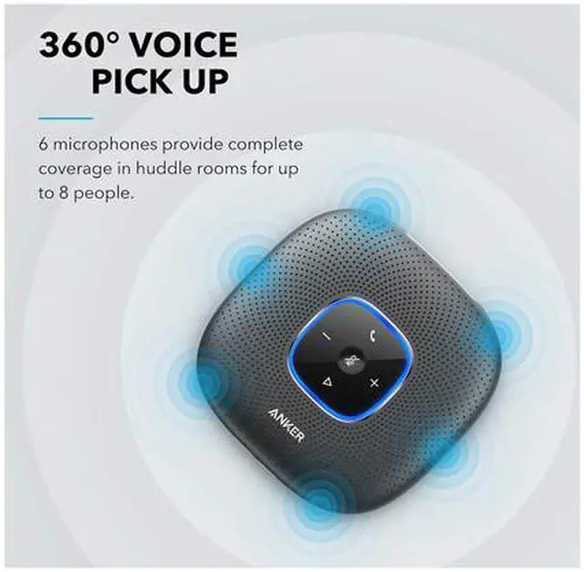 Alt view image 5 of 5 - Anker PowerConf Bluetooth Speakerphone with 6 Microphones, Enhanced Voice Pickup, 24 Hour Call Time, Bluetooth 5, USB C, Conference Speaker Compatible with Leading Platforms, PowerIQ Technology