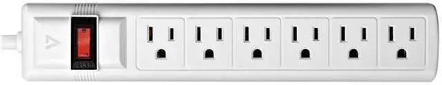 Alt view image 2 of 4 - V7 SA0608W-9N6 6-Outlet Surge Protector, 8 Feet cord, 900 Joules - White
