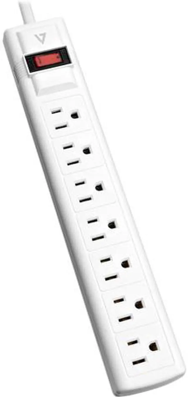 Main image of V7 SA0712W-9N6 7-Outlet Surge Protector, 12 Feet cord, 1050 Joules - White