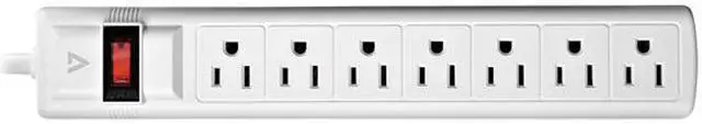 Alt view image 2 of 5 - V7 SA0712W-9N6 7-Outlet Surge Protector, 12 Feet cord, 1050 Joules - White