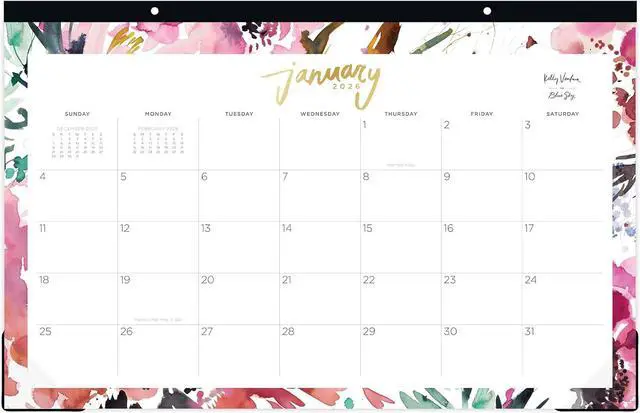 Alt view image 2 of 3 - 2026 Blue Sky Monthly Desk Pad Calendar, 11" x 17", Magenta Blooms, January To December, 149057