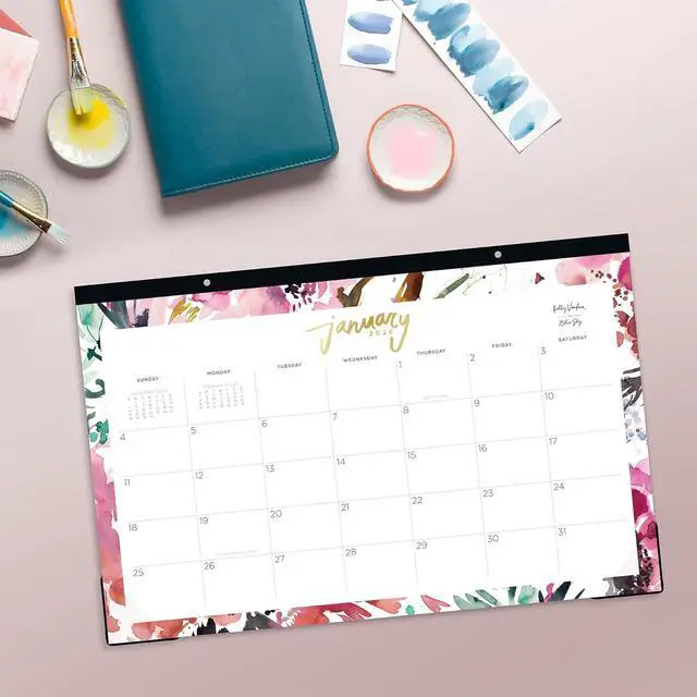Alt view image 3 of 3 - 2026 Blue Sky Monthly Desk Pad Calendar, 11" x 17", Magenta Blooms, January To December, 149057