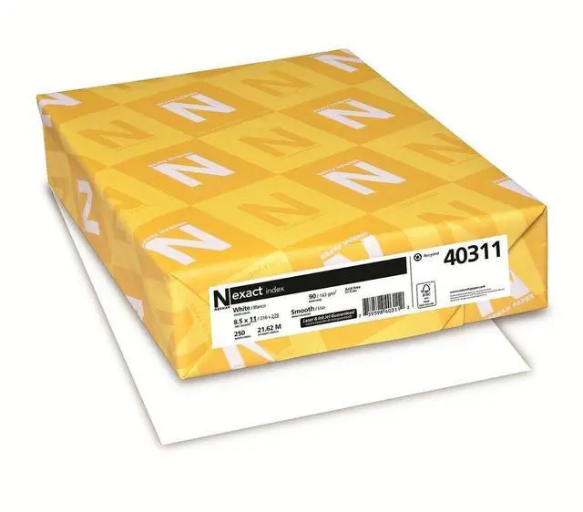 Alt view image 2 of 2 - Neenah Exact Index Card Stock - 94 Bright - 90 lb Index Weight - 8.5 x 11 - White - 250 Sheets/Ream - 8 Reams/Carton - 40311