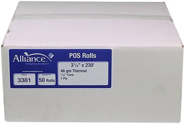 Main image of 3-1/8" x 230' 1-Ply Thermal Paper POS Rolls (Carton of 50 Rolls)