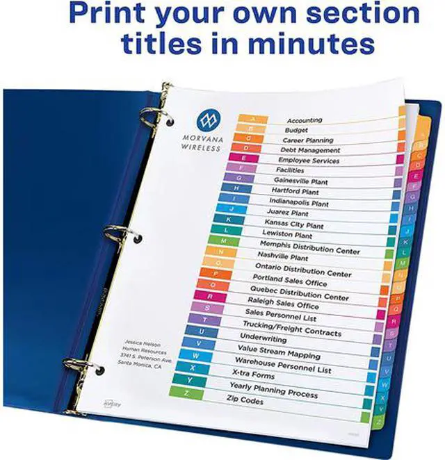 Alt view image 2 of 6 - Avery Ready Index A-Z Tab Dividers, Customizable TOC, 1 Set (11828)