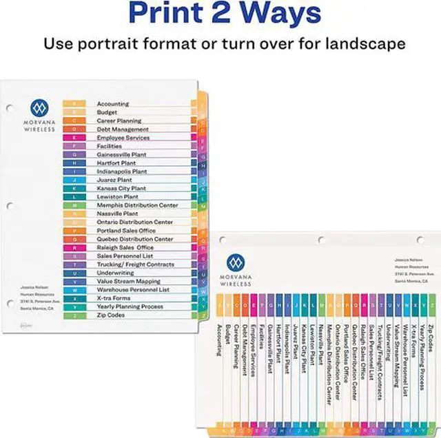 Alt view image 3 of 6 - Avery Ready Index A-Z Tab Dividers, Customizable TOC, 1 Set (11828)