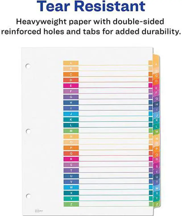 Alt view image 5 of 6 - Avery Ready Index A-Z Tab Dividers, Customizable TOC, 1 Set (11828)