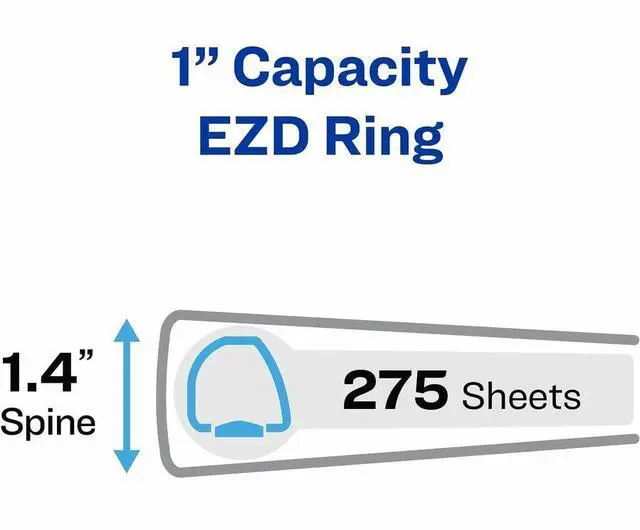 Alt view image 3 of 4 - Avery One Touch EZD Locking Ring View Binders - 1" Binder Capacity - Letter - 8 1/2" x 11" Sheet Size - 275 Sheet Capacity - 12/Carton 68055CT