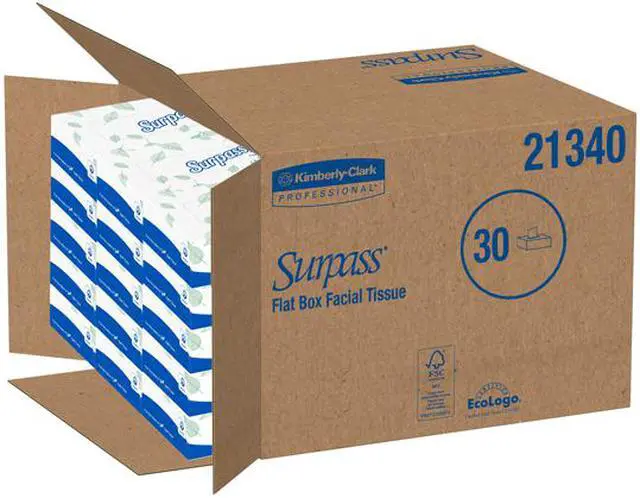 Alt view image 5 of 5 - Surpass Facial Tissue Flat Box (21340), 2-Ply, White, Unscented, 100 Tissues / Box, 30 Boxes / Big Case