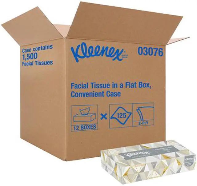 Alt view image 4 of 4 - Kleenex Professional Facial Tissue for Business (03076), Flat Tissue Boxes, 12 Boxes / Convenience Case, 125 Tissues / Box