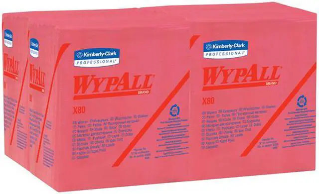 Alt view image 2 of 4 - WypAll X80 Reusable Wipes (41029), Extended Use Cloths Quarter-fold Format, Red, 50 Sheets / Pack; 4 Packs / Case; 200 Folded Sheets / Case