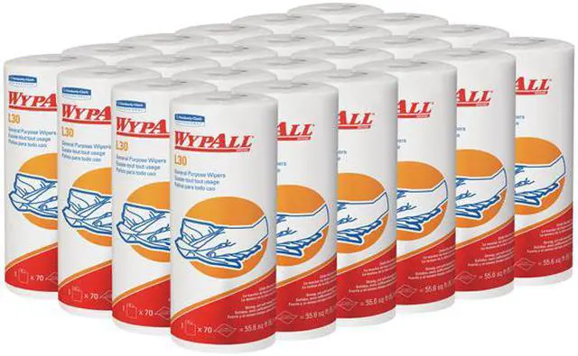 Alt view image 3 of 4 - WypAll L30 DRC Towels (05843), Strong and Soft Wipes, White, 24 Rolls / Case, 70 Sheets / Small Roll, 1,680 Wipes / Case