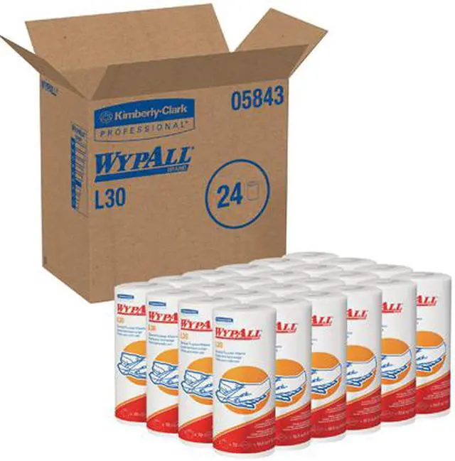 Alt view image 4 of 4 - WypAll L30 DRC Towels (05843), Strong and Soft Wipes, White, 24 Rolls / Case, 70 Sheets / Small Roll, 1,680 Wipes / Case