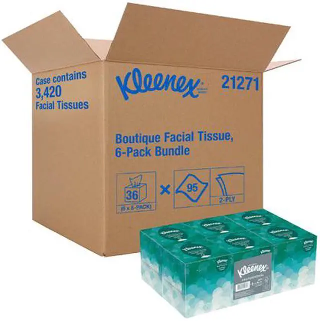 Alt view image 5 of 5 - Kleenex Facial Tissue Cube (21271), Upright Face Tissue Box, 6 Bundles / Case, 6 Boxes / Bundle, 36 Boxes / Case