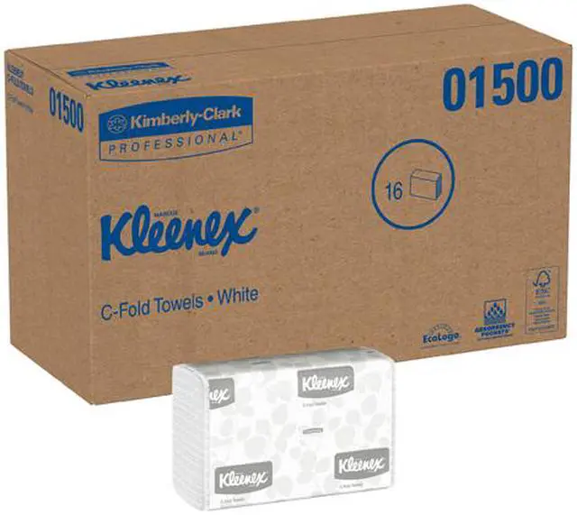 Alt view image 5 of 5 - Kleenex C Fold Paper Towels (01500), Absorbent, White, 16 Packs / Case, 150 C-Fold Towels / Pack, 2,400 Towels / Case