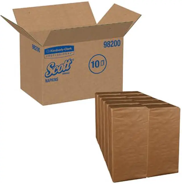 Alt view image 3 of 3 - Scott Paper Dinner Napkins (98200), Disposable, White, 1/8 Fold, 2-Ply, 10 Packs of 300 Beverage Napkins (3,000 / Case)