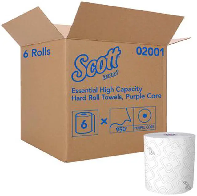 Alt view image 5 of 5 - Scott Essential High Capacity Hard Roll Paper Towels (02001) with Absorbency Pockets, Fast Change with Scott Essential Dispenser, Unperforated, White, 950' / Roll, 6 Rolls / Case, 5,700' / Case