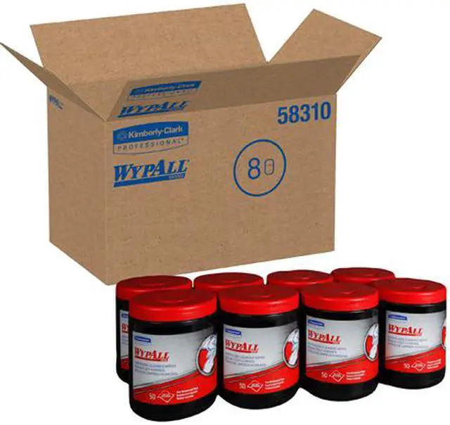 Alt view image 4 of 4 - WypAll Waterless Industrial Cleaning Wipes (58310), Heavy Duty Moist Wipers, 8 Portable Canisters of 50 Sheets