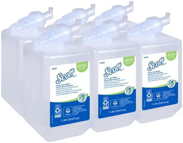 Alt view image 2 of 3 - Scott Essential (formerly Kleenex) Green Certified Foaming Hand Soap (91565), Unscented, Clear, 1.0 L Bottles, 6 Units / Case - Same Kleenex Quality, Now Scott Branded