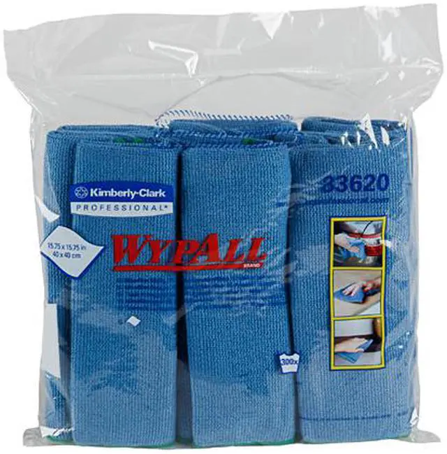 Alt view image 2 of 3 - WypAll Microfiber Cloths (83620), Reusable, 15.75" x 15.75", Blue, 4 Packs / Case, 6 Wipes / Container, 24 / Case