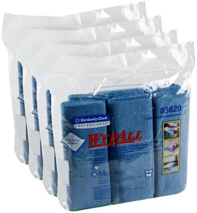 Alt view image 3 of 3 - WypAll Microfiber Cloths (83620), Reusable, 15.75" x 15.75", Blue, 4 Packs / Case, 6 Wipes / Container, 24 / Case