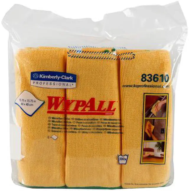 Alt view image 2 of 2 - WypAll Microfiber Cloths (83610), Reusable, 15.75" x 15.75", Gold (Yellow), 4 Packs / Case, 6 Wipes / Container, 24 / Case