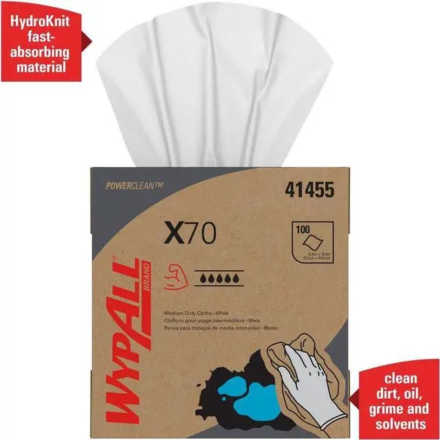 Alt view image 2 of 5 - WypAll X70 Extended Use Reusable Cloths (41455), POP-UP Box, Long Lasting Performance, White (10 Packs / Case, 100 Sheets / Pack, 1,000 Sheets / Case)