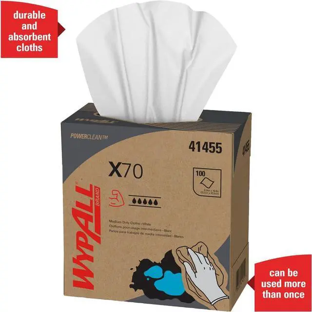 Alt view image 3 of 5 - WypAll X70 Extended Use Reusable Cloths (41455), POP-UP Box, Long Lasting Performance, White (10 Packs / Case, 100 Sheets / Pack, 1,000 Sheets / Case)