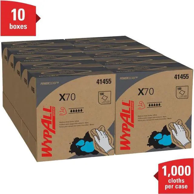 Alt view image 4 of 5 - WypAll X70 Extended Use Reusable Cloths (41455), POP-UP Box, Long Lasting Performance, White (10 Packs / Case, 100 Sheets / Pack, 1,000 Sheets / Case)