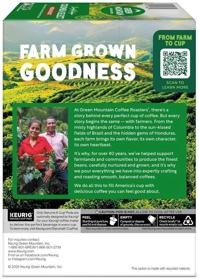 Alt view image 7 of 7 - Green Mountain Coffee Colombian Fair Trade Select Coffee, Keurig Single-Serve K-Cup Pods, Medium Roast Coffee, 96 Count/Carton