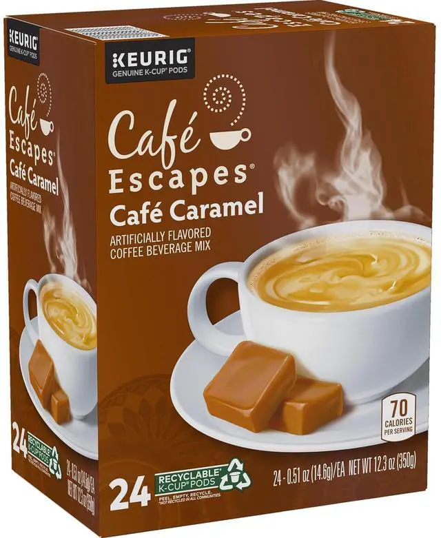 Alt view image 7 of 8 - Café Escapes Café Caramel, Keurig Single-Serve K-Cup Pods, 24 Count/Box