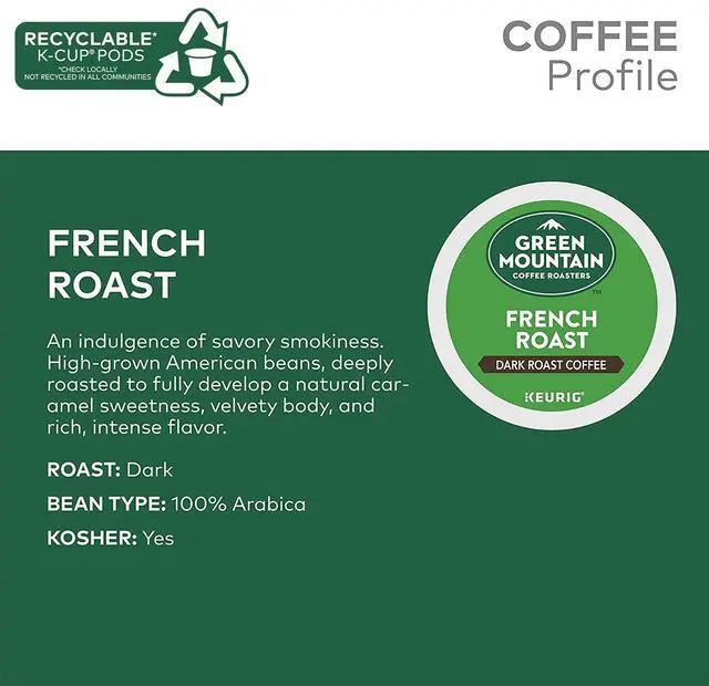 Alt view image 4 of 8 - Green Mountain French Roast Coffee, Keurig Single-Serve K-Cup Pods, Dark Roast, 96 Count/Carton (6694)