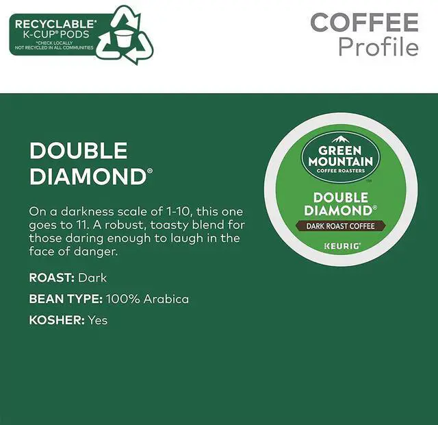 Alt view image 4 of 8 - Green Mountain Coffee Roasters Double Black Diamond Coffee, Keurig Single-Serve K-Cup Pods, Dark Roast Coffee, 24 Count/Box