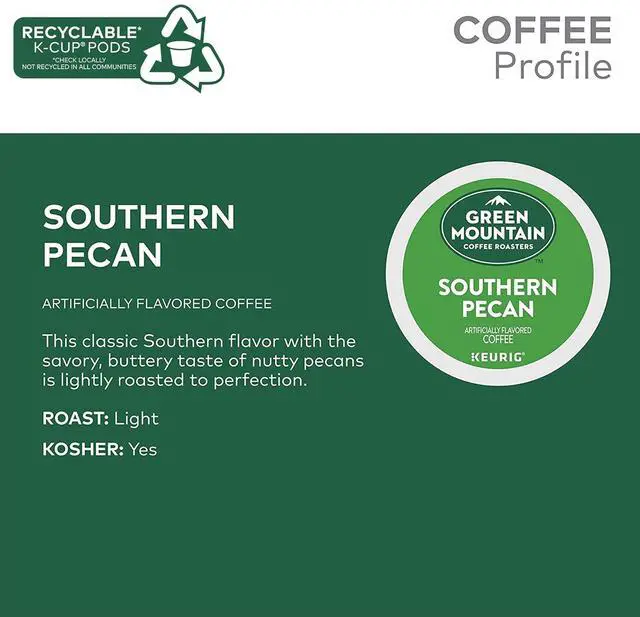 Alt view image 4 of 12 - Green Mountain Coffee Roasters Southern Pecan Coffee, Keurig Single-Serve K-Cup Pods, Light Roast Coffee, 24 Count/Box (6772)