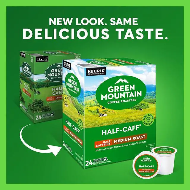 Alt view image 7 of 14 - Green Mountain Coffee Roasters Half-Caff Blend Coffee, Keurig Single-Serve K-Cup Pods, Medium Roast Coffee, 24 Count/Box