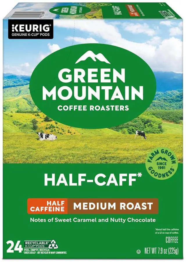 Alt view image 2 of 14 - Green Mountain Coffee Roasters Half-Caff Blend Coffee, Keurig Single-Serve K-Cup Pods, Medium Roast Coffee, 24 Count/Box