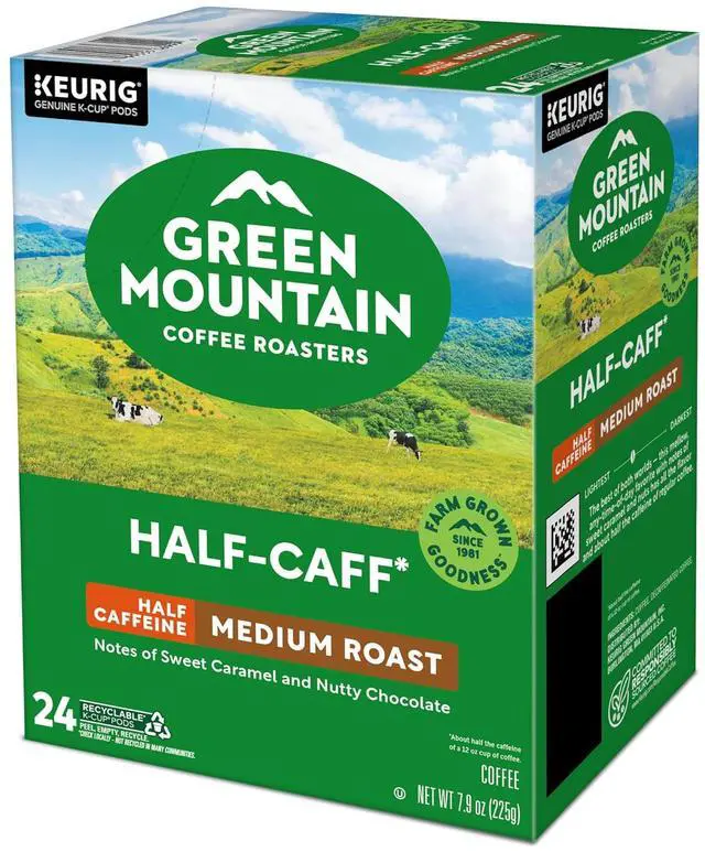 Alt view image 4 of 14 - Green Mountain Coffee Roasters Half-Caff Blend Coffee, Keurig Single-Serve K-Cup Pods, Medium Roast Coffee, 24 Count/Box