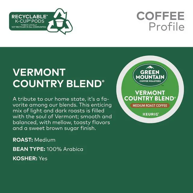 Alt view image 6 of 6 - Green Mountain Coffee Roasters Vermont Country Blend Coffee, Keurig Single-Serve K-Cup Pods, Medium Roast Coffee, 24 Count/Box (6602)