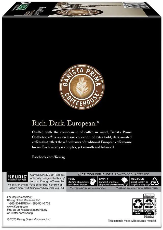 Alt view image 6 of 7 - Barista Prima French Roast K-Cup Coffee, Keurig Single-Serve K-Cup Pods, Extra Dark Roast Coffee, 24 Count/Box